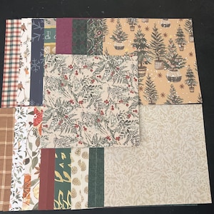 Conjunto de 34 quadrados de 6" Tema de Natal e Inverno Lote Papel Cartão Mistura de texturas e pesos 0203K