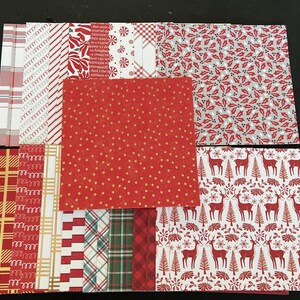 Conjunto de 34 quadrados de 6" Tema de Natal e Inverno Lote Papel Cartão Mistura de texturas e pesos 0130H