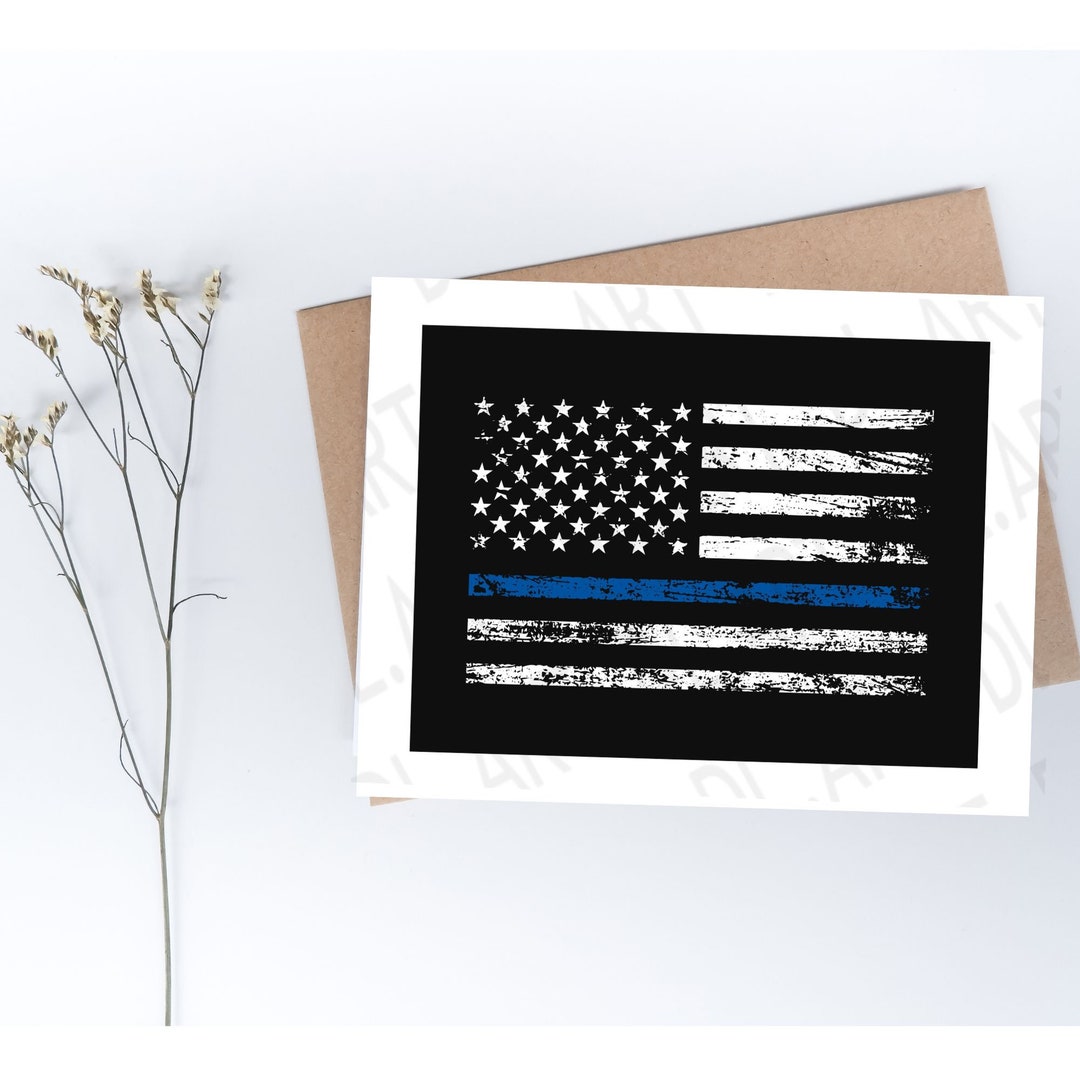 Thin Blue Line Flag Card Sets Back the Blue A2 Size Envelope Color