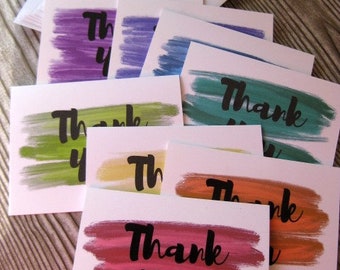 Rainbow Thank you cards  with envelopes,  Set of  8, 16 OR 24. Inside is blank for your own writing