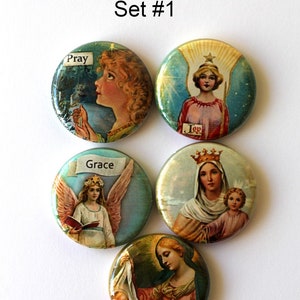 Religious Themed Flair, Mother and child, Mary, Jesus, Madonna, cross, Buttons, pins