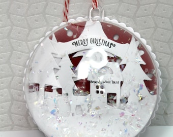 Personalized Snow Globe ornament, our first Christmas, Baby&#39;s first Christmas, custom made to order, any occasion, Birthday ornament,