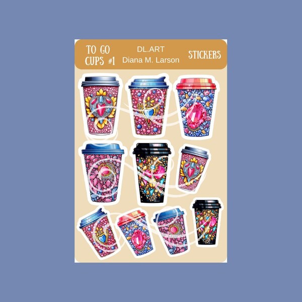Stickers, To go cup stickers, jeweled,  Fall vibes, coffee lover, gift for her, card making, fun stickers, stickers for Autumn
