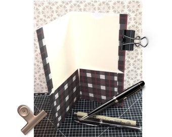 Travelers Notebook, double file folder, black ivory and red plaid tn insert, midori insert,  pattern design, junk  journal, daily log, love