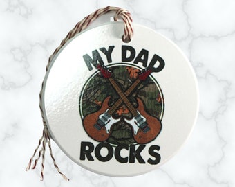 Ceramic ornament, My Dad Rocks ceramic ornament, for dad, Christmas ornament, keepsake for dad