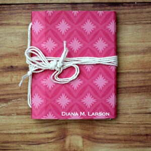 Pink journal, pink planner, pocket journal, wraparound journal, Travelers notebook, diary, pink diary, 3.5 x 4.5, purse size, diamond design