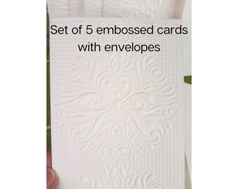 Embossed cards  with envelopes, elegant embossed cards, Beautiful deep embossed cards, 4.25 x 5.5 inch elegant stationary