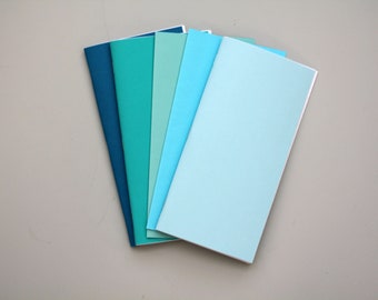 TN inserts, Blue Ombre, set of 5, Travelers note signatures, diary,