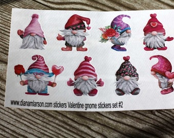 Valentine Gnomes, 8 Gnomes, planner size, Gnome lover,