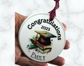 Ceramic ornament, graduation gift, personalized ornament, custom graduation ornament, Name and year of graduation, graduate gift, 2023 gift