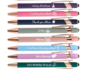 Personalisierter Stift: Benutzerdefiniertes Symbol, 18 Farben, kostenlose Gravur, kostenlose Samtgeschenkhülle