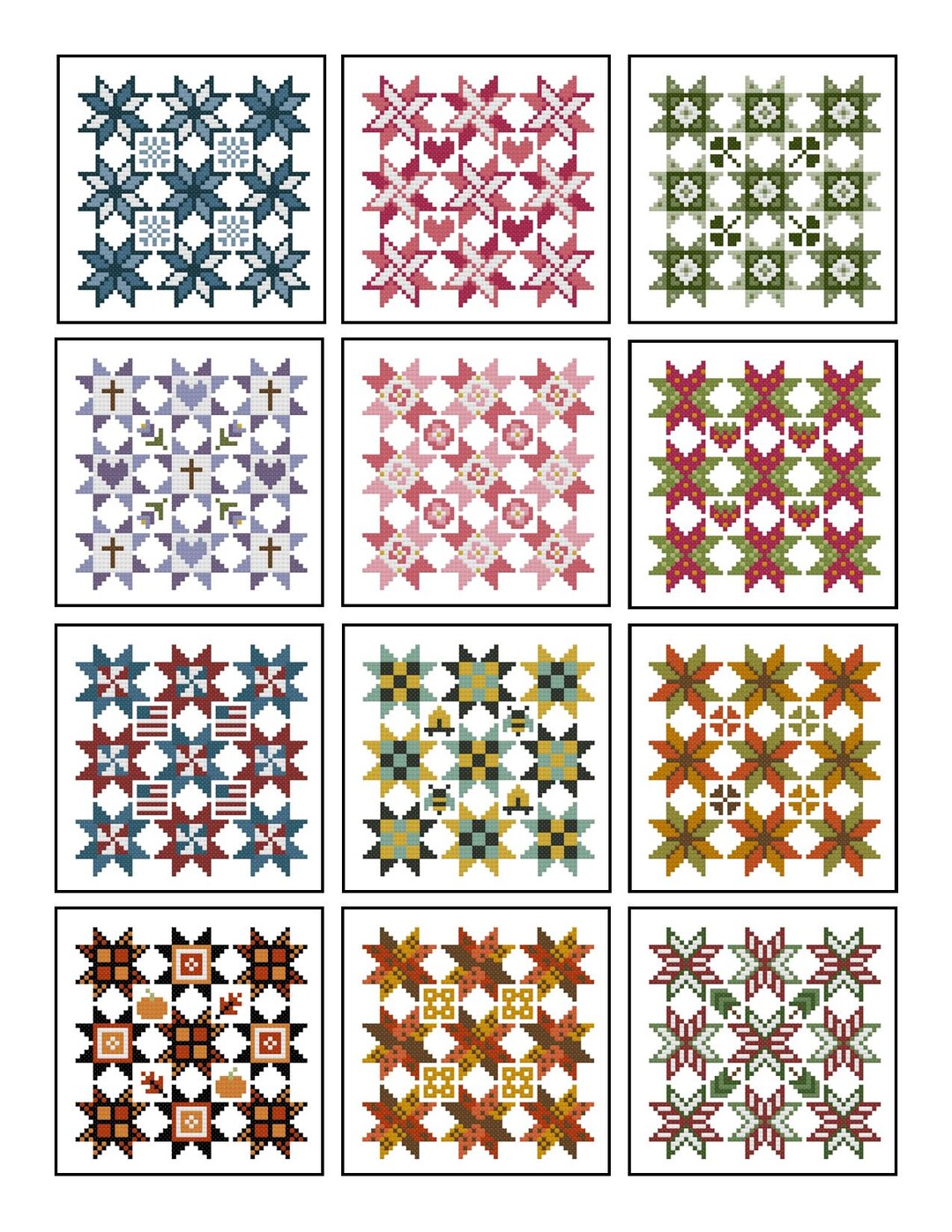 1-12 Mini Star Quilt PDF Pattern - Etsy Canada