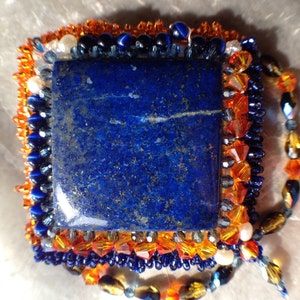 Afghanistan Lapis and Swarovski Crystal Brooch, Rare Beauty Designs
