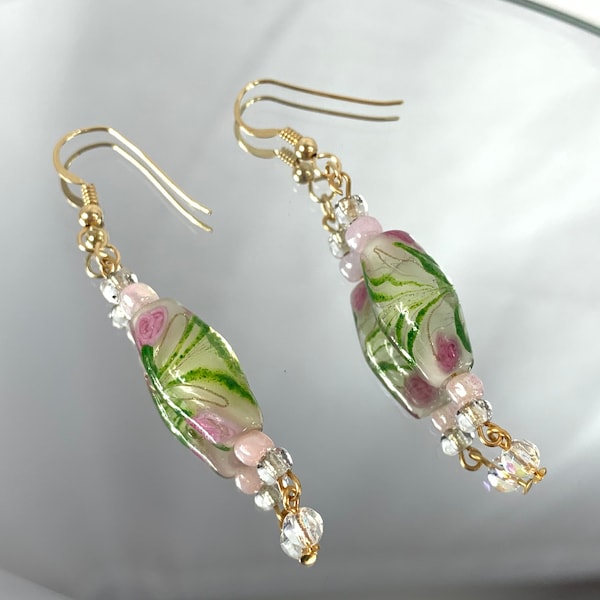 Spring Floral Glass Bead Earrings Rare Beauty