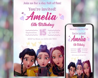 K-Pop Demon Hunters Birthday Invitation | Anime BTS Fans (Digital Canva Template)