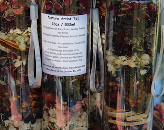 Nature Artist Tea • 18oz / 532ml • Handcrafted Loose Fruit & Flower Blend • Natural Herbal Tea Gift