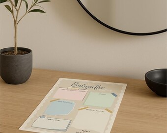 Printable Babysitter Guide Template Kids Info Sheet Child Care Notes for Babysitter Editable Family Routine Planner PDF