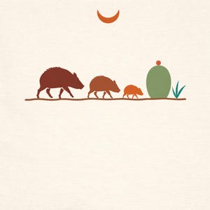 Javelina Family Shirt | Southwest Desert Wildlife Tee | Arizona Peccary T-Shirt | Desert Animal Lover Gift | Comfort Colors Tee image 3