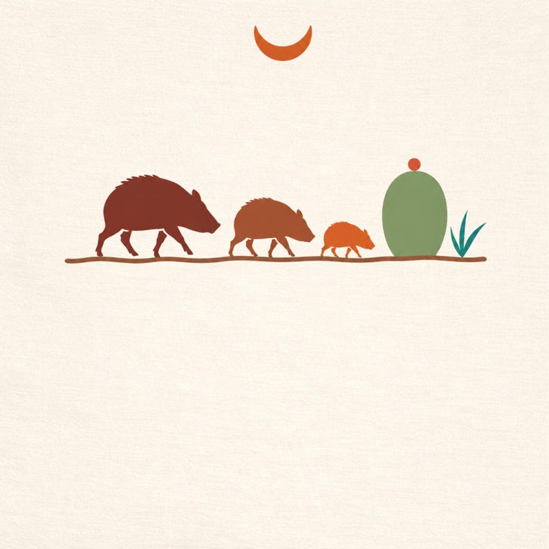 Javelina Family Shirt | Southwest Desert Wildlife Tee | Arizona Peccary T-Shirt | Desert Animal Lover Gift | Comfort Colors Tee image 3