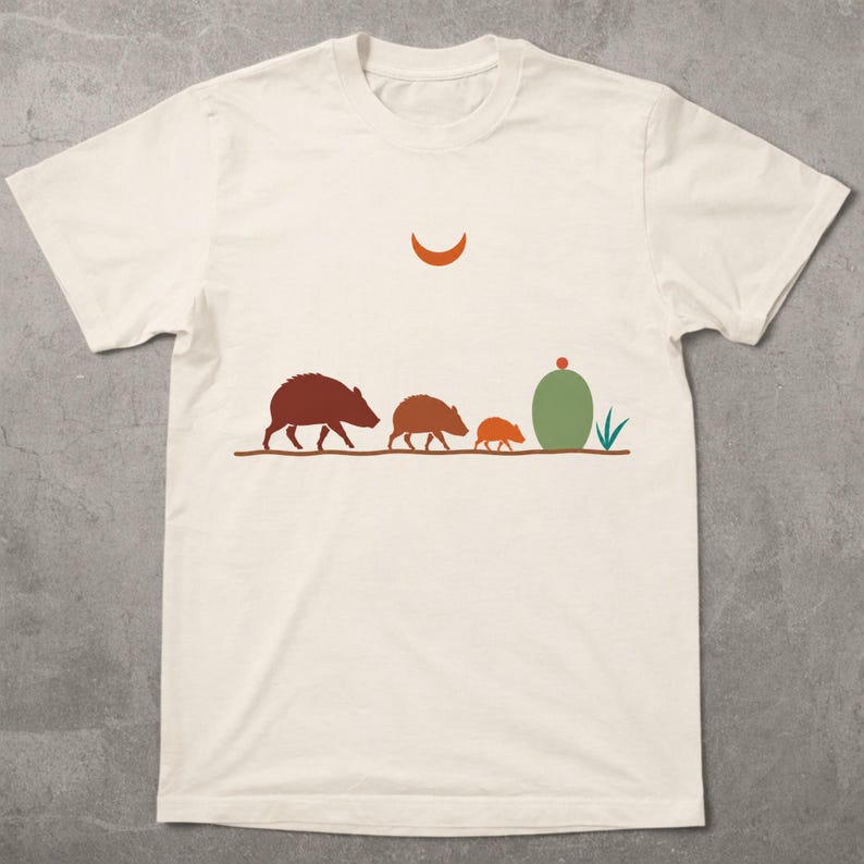 Javelina Family Shirt | Southwest Desert Wildlife Tee | Arizona Peccary T-Shirt | Desert Animal Lover Gift | Comfort Colors Tee image 1