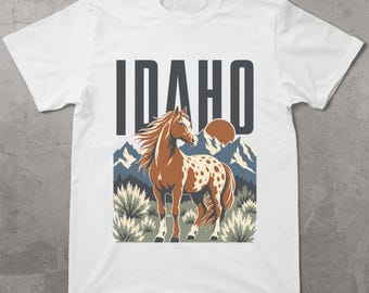 Idaho Appaloosa Horse Shirt | Western Horse Lover Gift | Idaho State Tee | Mountain Landscape | Equestrian T-Shirt | Comfort Colors