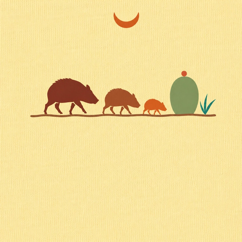 Javelina Family Shirt | Southwest Desert Wildlife Tee | Arizona Peccary T-Shirt | Desert Animal Lover Gift | Comfort Colors Tee image 4