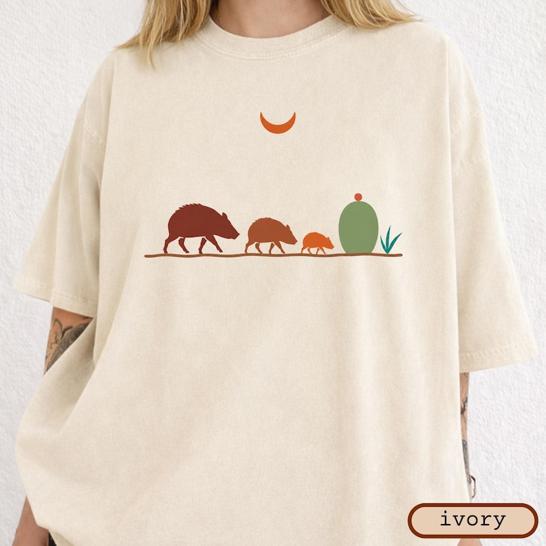 Javelina Family Shirt | Southwest Desert Wildlife Tee | Arizona Peccary T-Shirt | Desert Animal Lover Gift | Comfort Colors Tee image 9