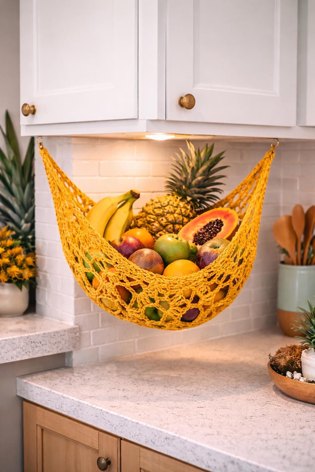30 Crochet Hammock Patterns for Home, Pets, and Playful Storage 13 Fruit Hammock Crochet Pattern PDF, Under-Cabinet Produce Holder