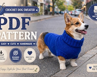 Knitted Dachshund Sweater Pattern PDF | Easy Knit Dog Sweater | Small Dog Sizes | Instant Download