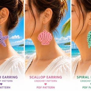 Crochet Earrings Pattern PDF | Starfish Shell Spiral Earrings | Summer Jewelry DIY | Easy Crochet Jewelry Pattern