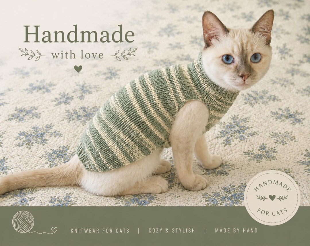 Cat Sweater Knitting Pattern PDF | Easy Pet Sweater Pattern | DPN ...