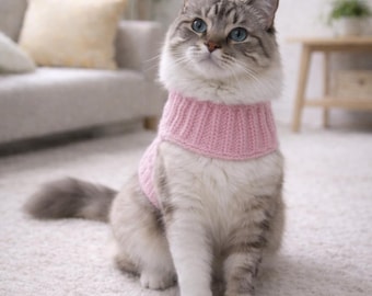Digital Download – Crochet Cat Sweater Pattern PDF | Mock Turtleneck Cat Pullover | Easy Aran Yarn Cat Sweater Tutorial