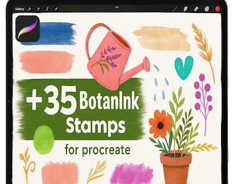 Procreate Watercolor Stamps, Botanical Stamps, Procreate Floral Splashes Stamp, Ink Stain Stamps, Procreate Drip Stamps, Digital iPad Stamps