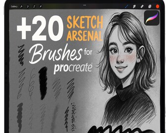 Pinceles para bocetos de Procreate, grafito realista, tinta, conjunto de dibujo con carboncillo (descarga digital)