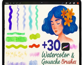 Watercolor Brushes for Procreate, Procreate Wet Watercolor Texture Brushes, Procreate Realistic Watercolor Brushes, Wet on Wet Watercolor