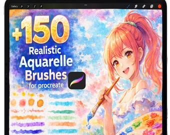 Procreate Watercolor Brushes, Watercolor Textures Brushes, Procreate Watercolor Blending Brushes, Watercolor Painting Procreate Brush Set