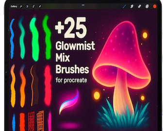Procreate Neon-penselen, Procreate Markeerstiften, Procreate Glow-penselen, Procreate Glow-penseel, Lichtpenselenset, Glanspenseel