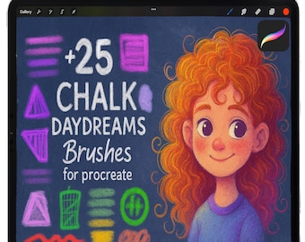 Procreate Chalk Brushes, Procreate Crayon Brush Set, Pastel Procreate brush Set, Procreate Chalk Texture Brushes, iPad Procreate Brushes
