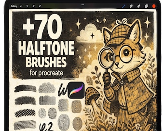 Procreate Comic Crosshatch Brushes, Procreate Screentone Brushes, Halftone Brushes, Halftone textures, Shading Brush Set, Stipple Brushset