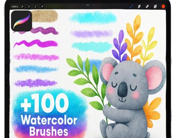 Procreate Painting Watercolor Brushes, Procreate Wet Watercolor Stamps, Procreate Watercolor Textures Brush, Wet on Wet Watercolor Brush Set