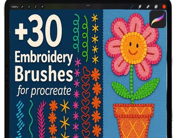 Pincéis de costura para Procreate, Pincel para costura, Conjunto de pincéis de bordado para Procreate, Conjunto de pincéis de moda, Pincéis para tricô, Pincéis de crochê para Procreate