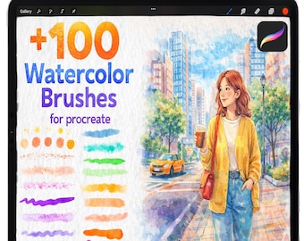 Procreate Watercolor Brushes, Realistic Watercolor Brush Set, Wet Watercolor Stamps, Digital Watercolor Brush, Procreate watercolor textures