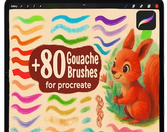 Realistic Gouache Brushes for Procreate, iPad Painting Brushes Kit, Procreate Digital Download Brush Set, Textured Brushes, Watercolor Brush