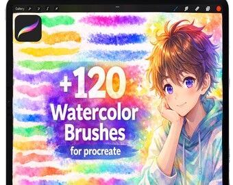 Procreate Watercolor Brushes, Realistic Watercolor Brush Set, Wet Watercolor Stamps, Digital Watercolor Brush, Procreate watercolor textures