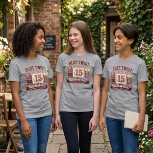 15th Birthday Gift bookish sweatshirt, cream cotton teen girl top