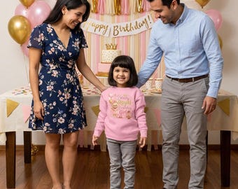 Beary Royal Geburtstagskind Sweatshirt, Prinzessin Bär Geburtstag Rundhalsausschnitt, Teddybär Geburtstag Shirt, Mädchen-Geburtstags-Outfit