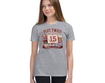 Sweatshirt zum 15. Geburtstag für Bücherwürmer, pastellfarbenes Sweatshirt für Leseratten, Rundhalsausschnitt für Teenager-Mädchen