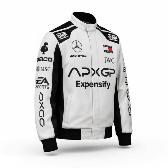 APXGPレーシングボンバージャケット | F1チームスタイル | ホワイト