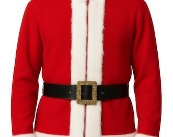 Classic Red Santa Claus Jacket with Faux Fur Trim – Men’s Christmas Costume Coat