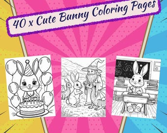40 x Cute Bunny Coloring Pages